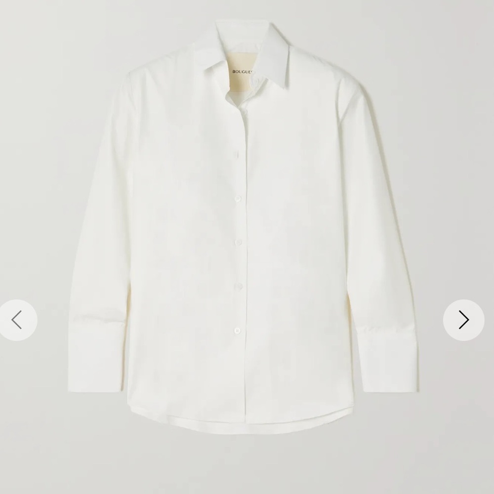 BOUGUESSA Anum Shoulder Padded Off-White Shirt Sz S - Picture 2 of 11